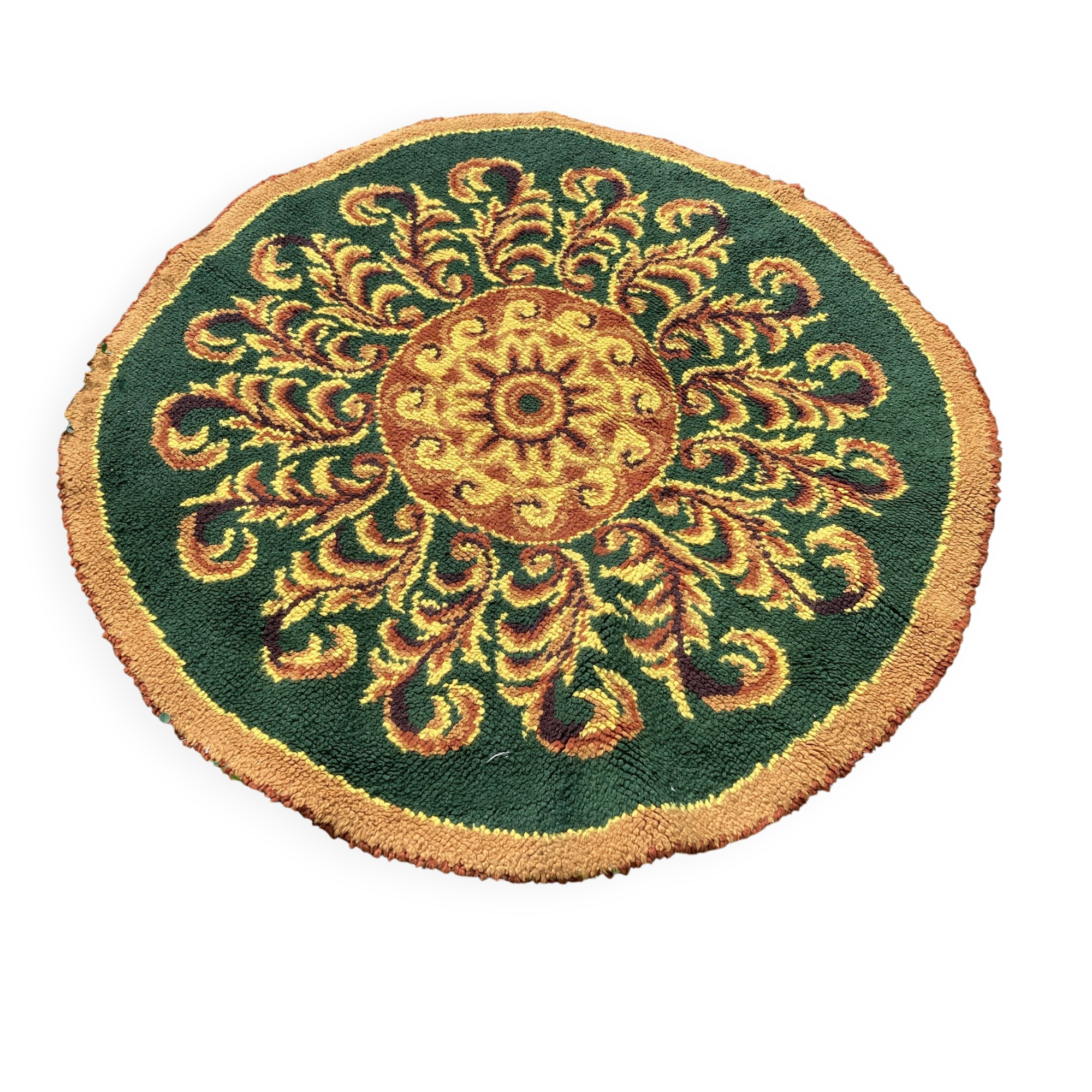 Vintage round wool rug