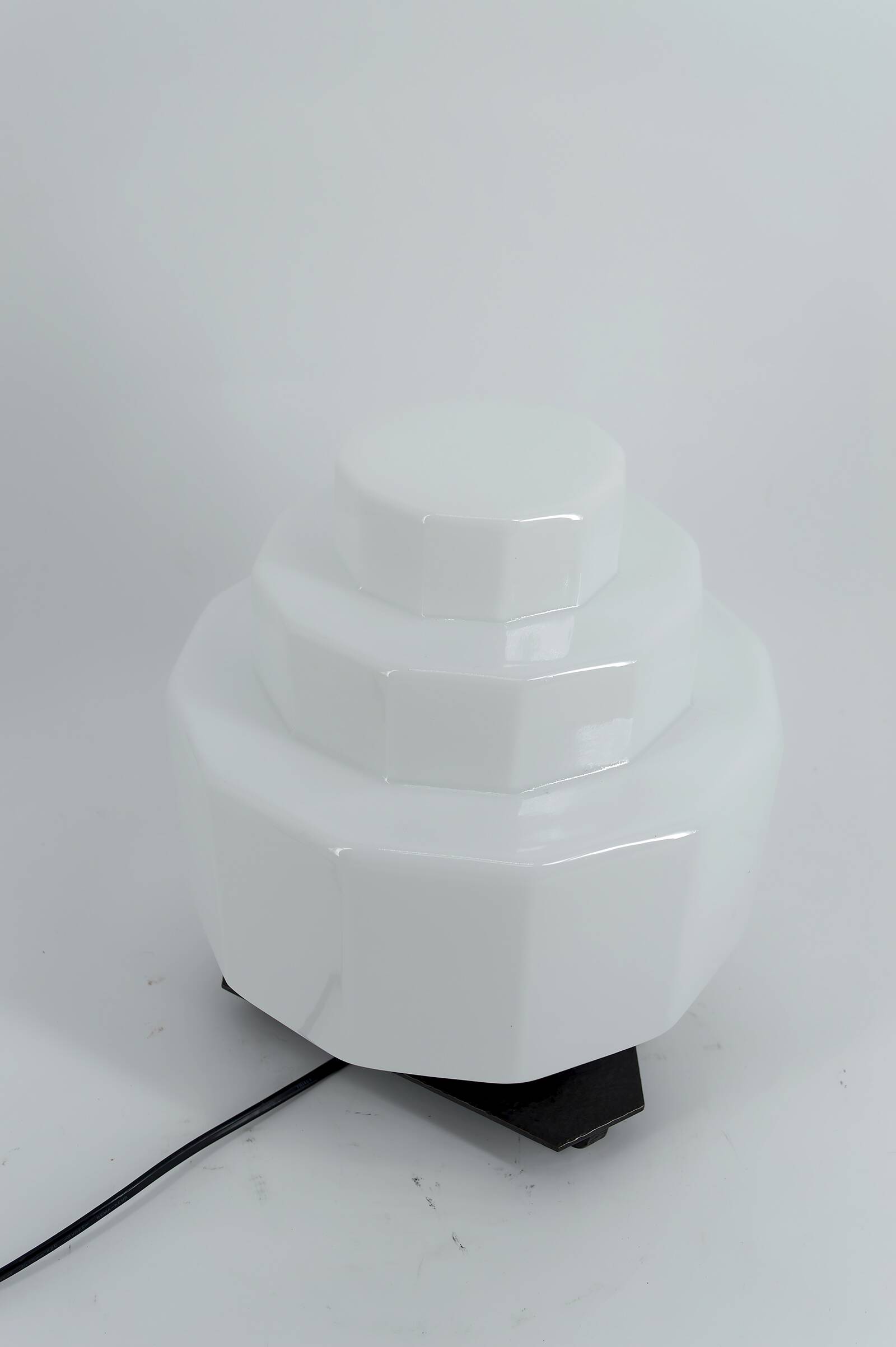 Art Deco Steamline Modern Lamp, circa 1930 – Opaline glass and wrought iron