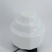 Lampe Art Déco Steamline Modern, vers 1930 – Verre opalin et fer Forgé