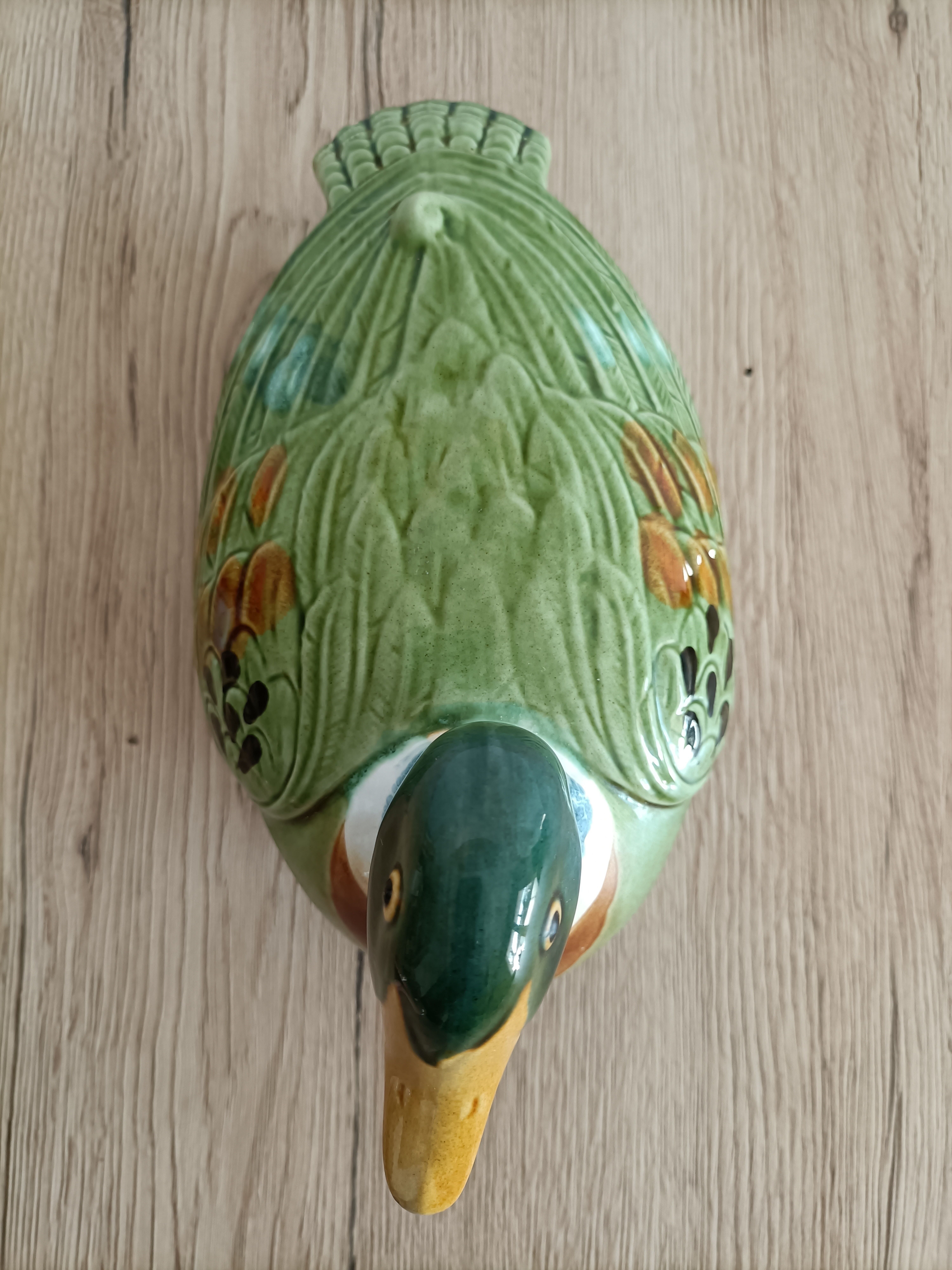 Old terrine duck Michel Caugant green ceramic