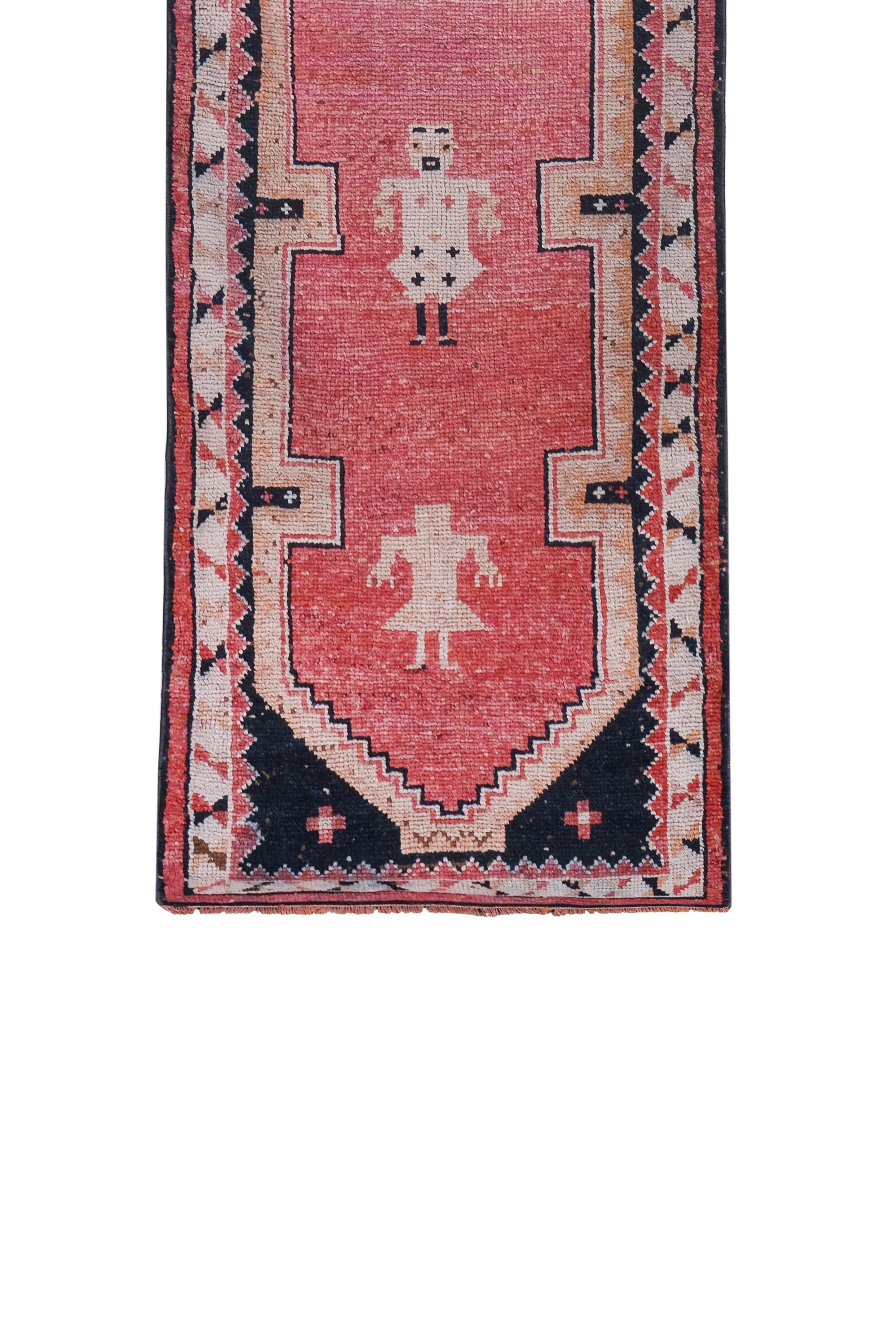 Vintage Turkish rug from Oushak, hand-woven 97x305 cm
