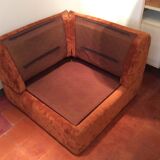 Vintage corner sofa modular velvet orange burned 70 years