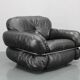 1970 Kurt Hvitsjö Rare “Hannibal” Black Leather Armchair For Isku, Finland
