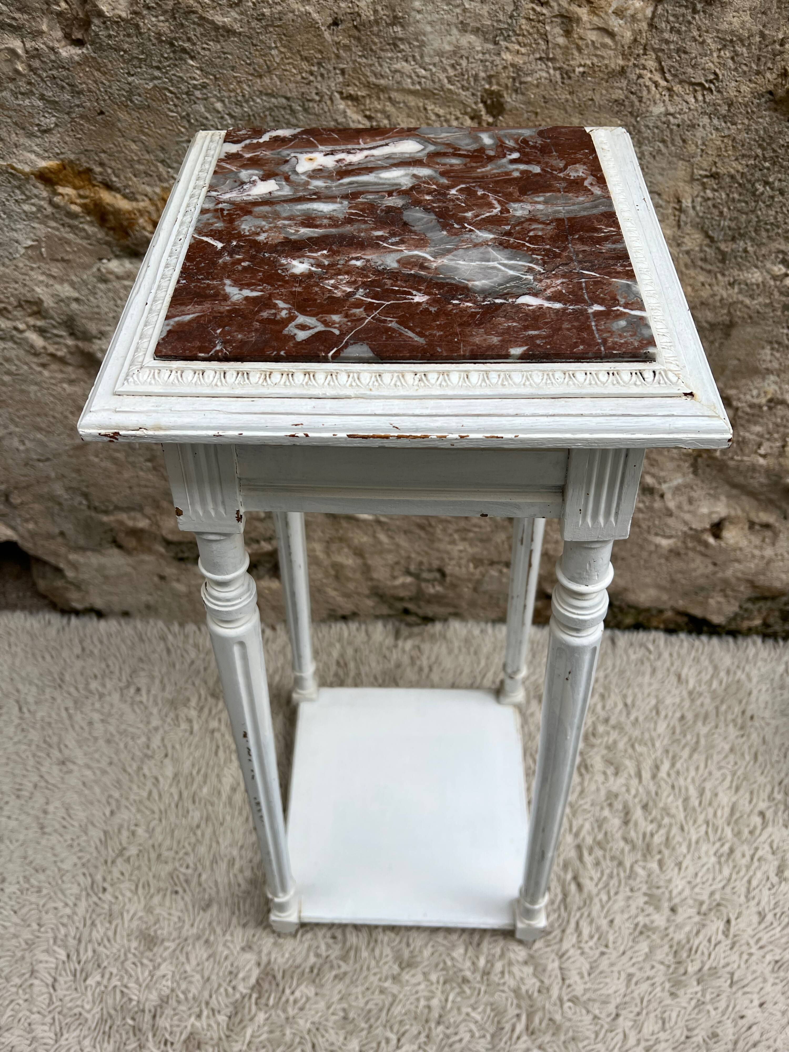 Art Deco wood and marble side table