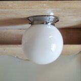 1940s ceiling light, white opaline globe