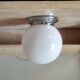 1940s ceiling light, white opaline globe