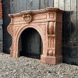 Impressive Napoleon III fireplace in violet brocatelle marble from Spain, circa 1880.