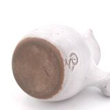 Minimalist white ceramic pitcher signed Pierlot, 1960s