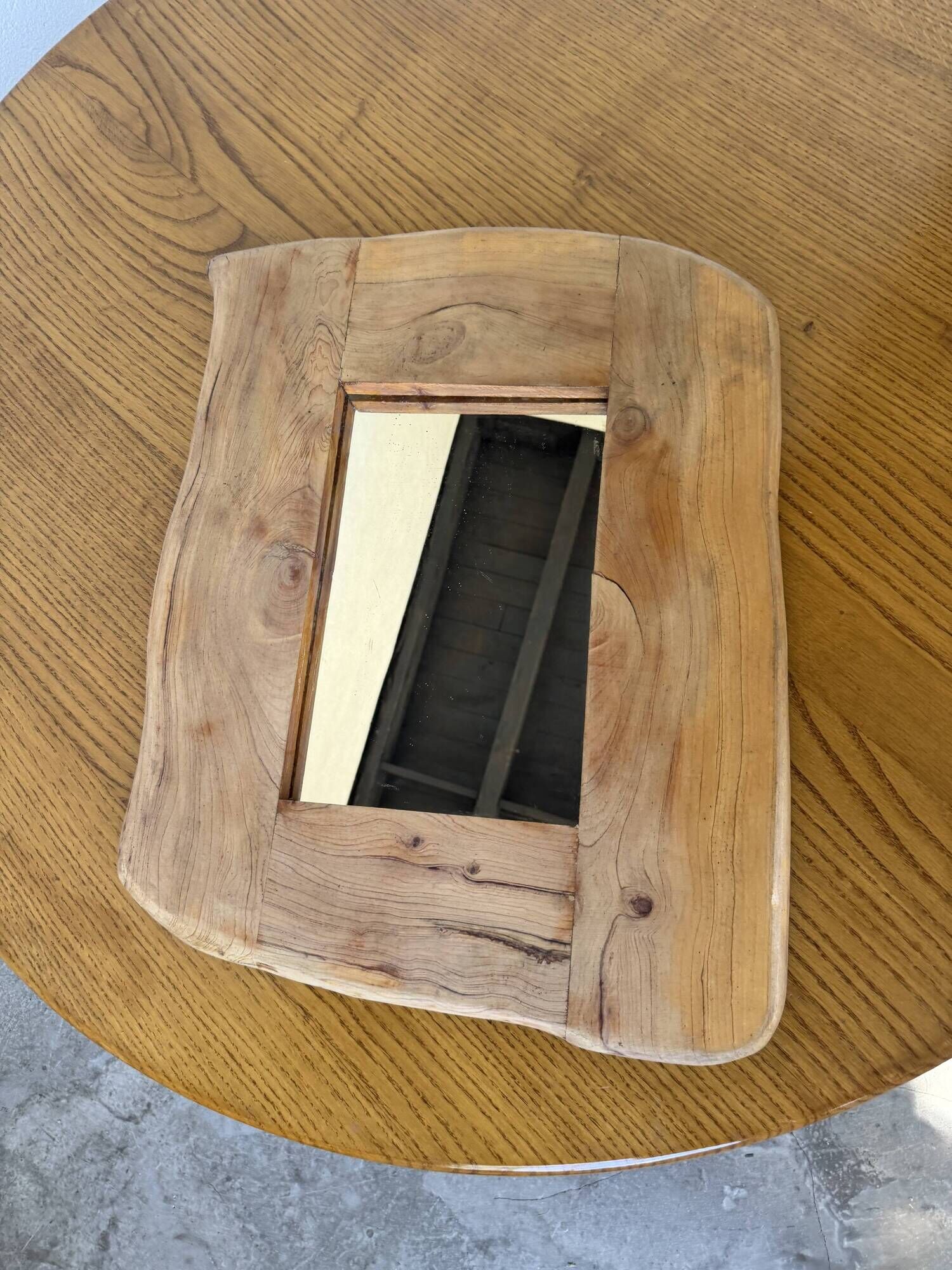 Brutalist organic mirror wood 1960s