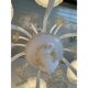Murano Glass Chandelier in Milky and Gold with Flowers and Leaves