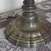 French vintage heavy silver metal table lamp with candle drip detail 4155