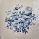 Old Gien plate with carved edges featuring doves and blue flowers, circa 1920-1930.
