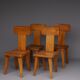 Brutalist elm wood dining chairs 1970s