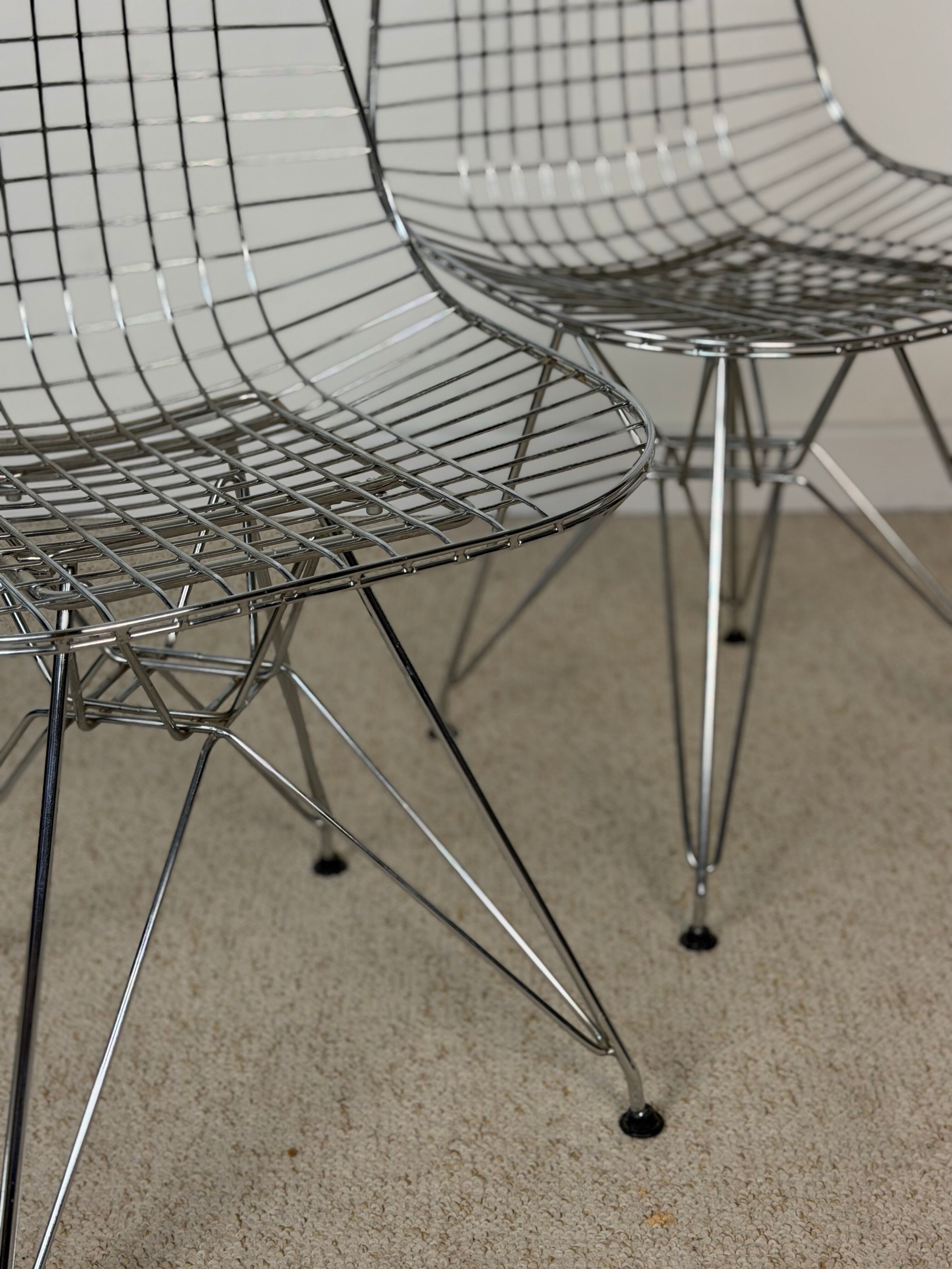 Vintage chrome wire chairs