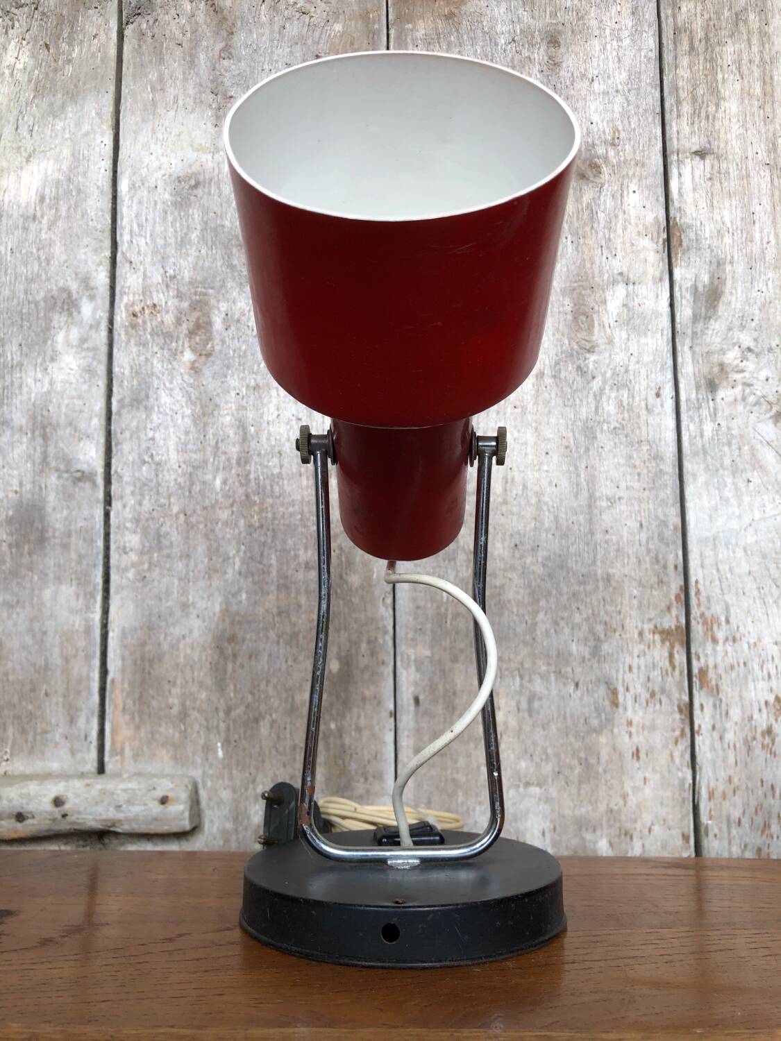 Old Articulated Lamp 70's Metal Red Black & Chrome Vintage