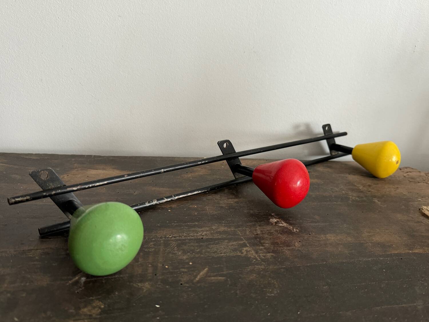 Vintage wooden ball wall coat rack