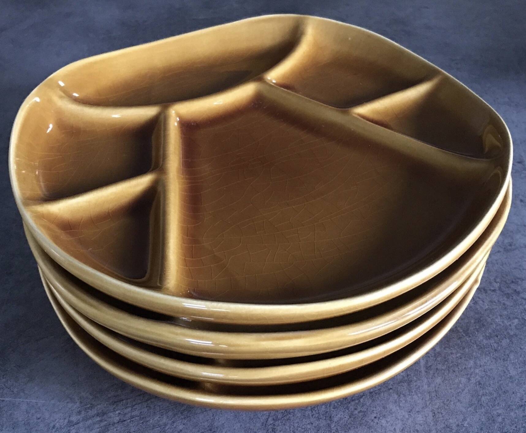 Set of 4 Fondue Plates in Longchamp Earthenware, Mustard Colour