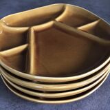Set of 4 Fondue Plates in Longchamp Earthenware, Mustard Colour