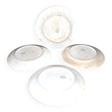 Onnaing Faïencerie set of 4 Coppelia plates with green floral decoration, iron earthenware
