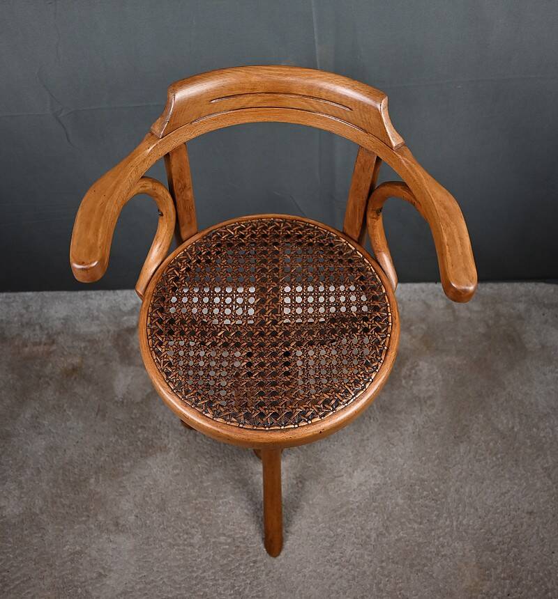 Swivel Chair for Children in Stained Beech, Thonet Style – Early 20th Century