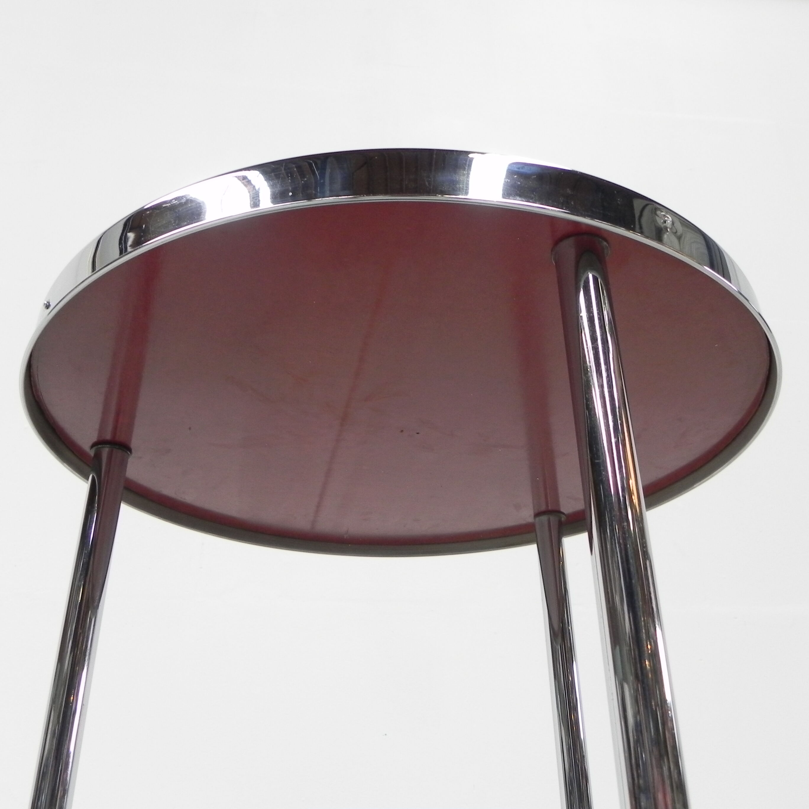Art deco coffee table in bauhaus style with 2 glass tops and castors