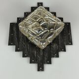 60's 70's Brutalist Wall Lamp Iron & Glass Wall Sconce