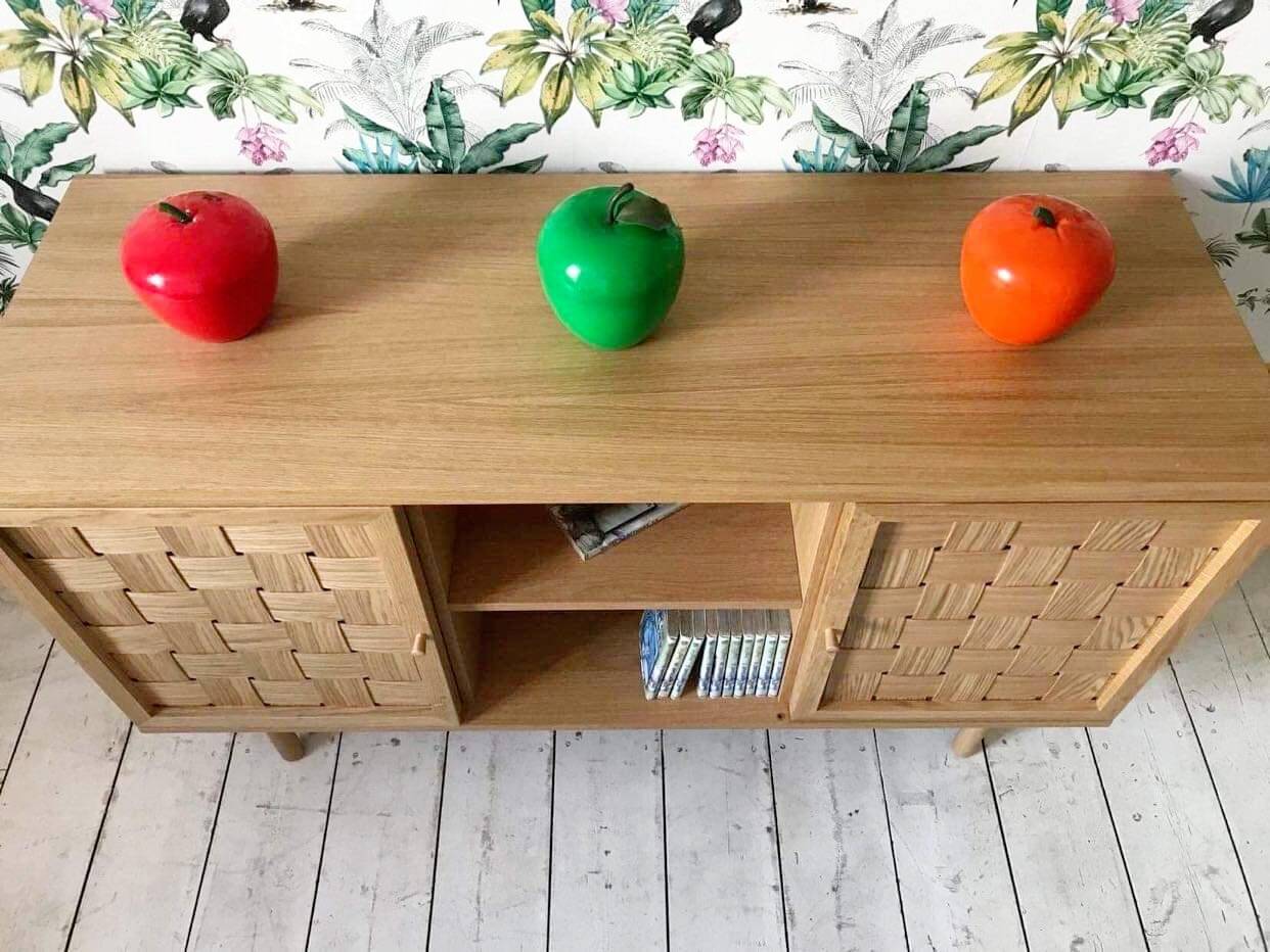 2-door sideboard in woven oak and lupin oak