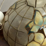 Pendant light, chandelier in mother-of-pearl and brass