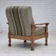 1970s, Danish armchair, original furniture wool fabric, solid oak wood.