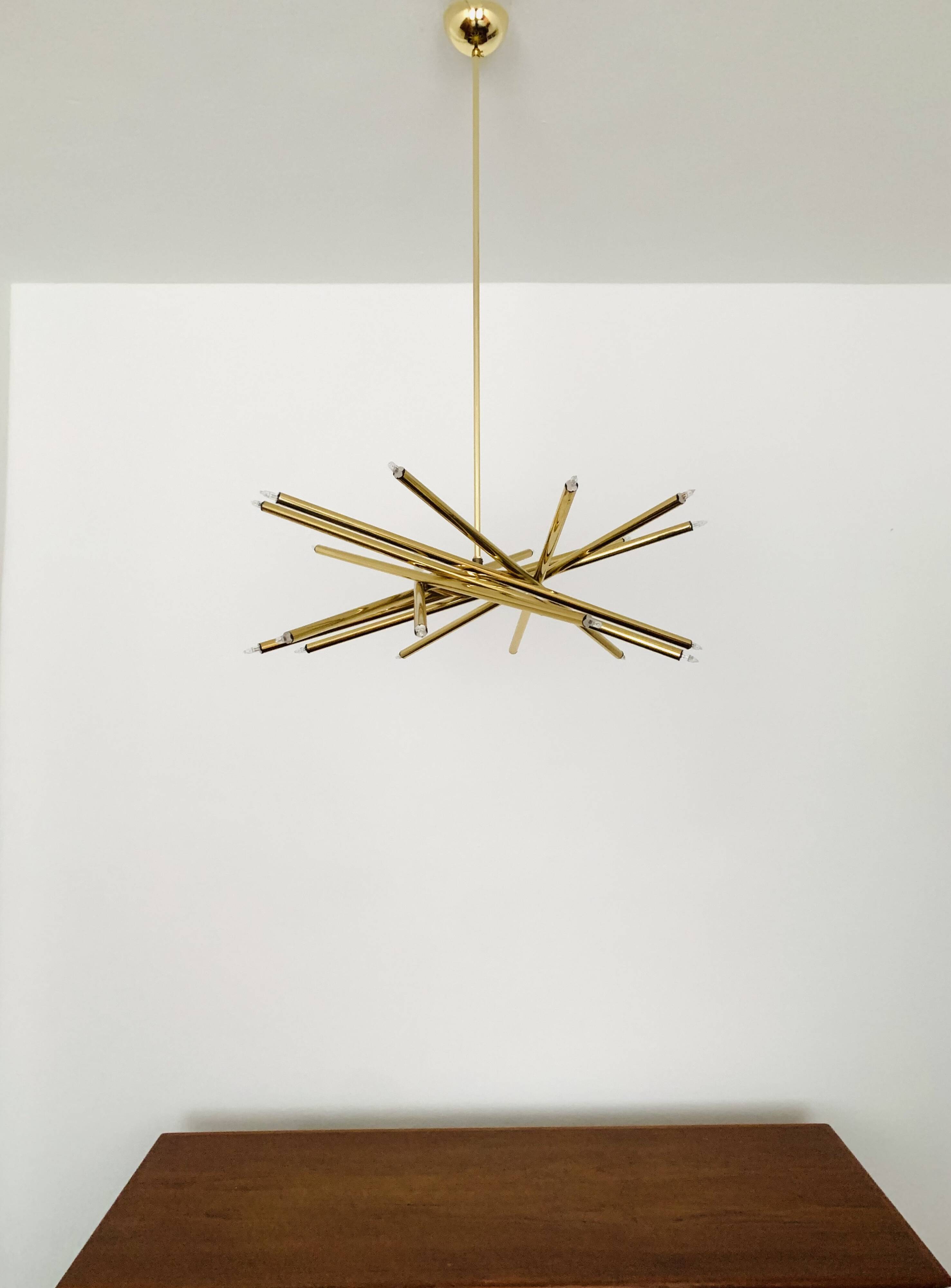 Holywood Regency Brass Chandelier