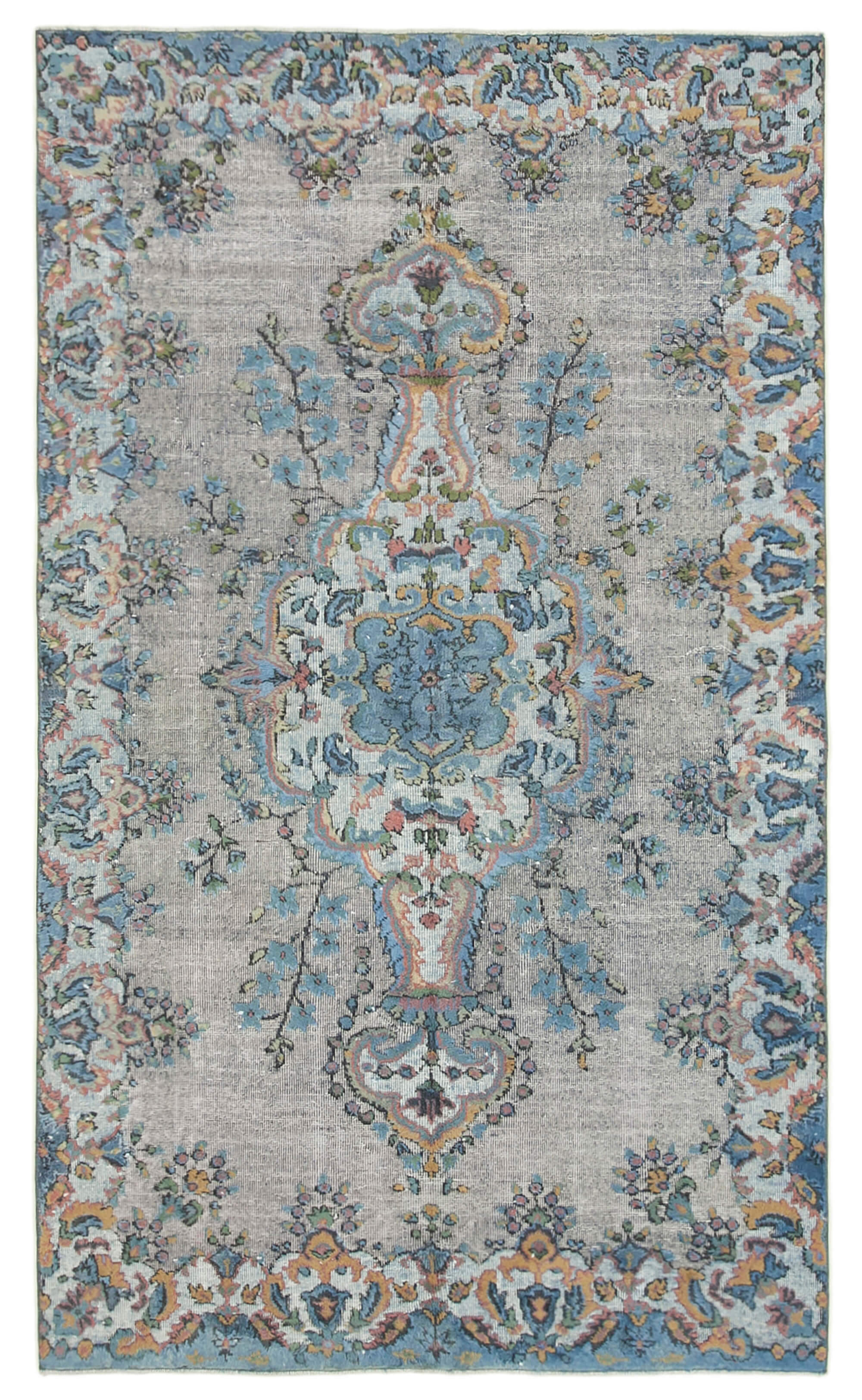 Handmade Hi-Low Pile Oriental 1980s 167 cm x 285 cm Blue Rug