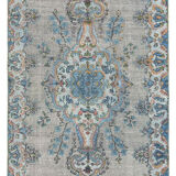 Handmade Hi-Low Pile Oriental 1980s 167 cm x 285 cm Blue Rug
