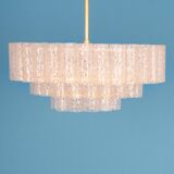 Lustre à tubes en verre glace Murano par Doria, Allemagne, années 1960