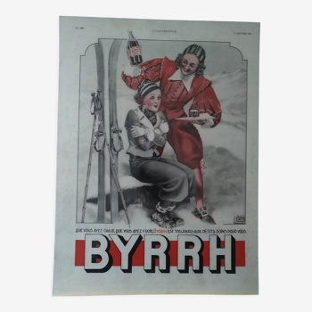 Publicité papier apéritif Byrrh issue d'une revue d'époque 1937