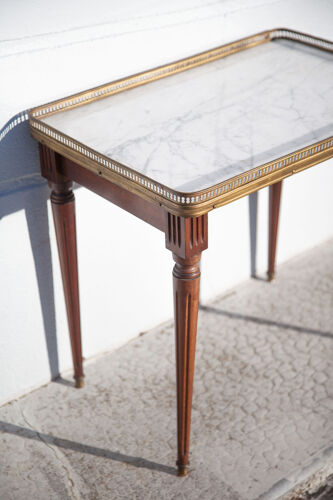 Tables gigognes bois et marbre, Louis XVI style