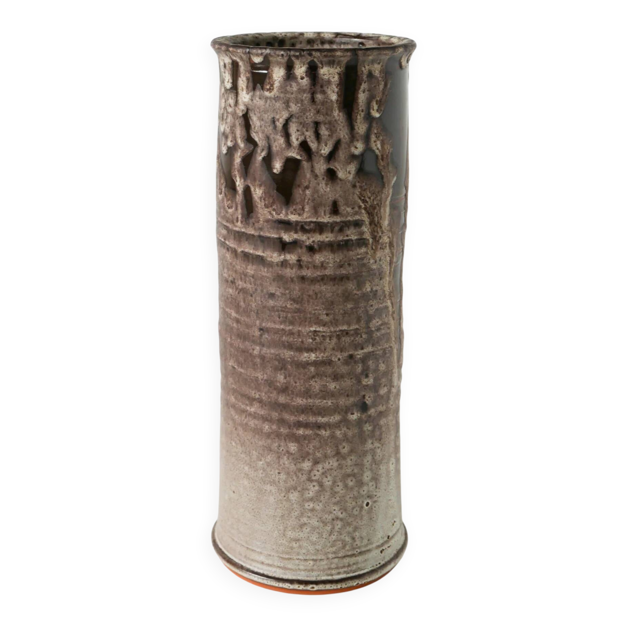 Large ceramic vase, Fat Lava, brown and white.