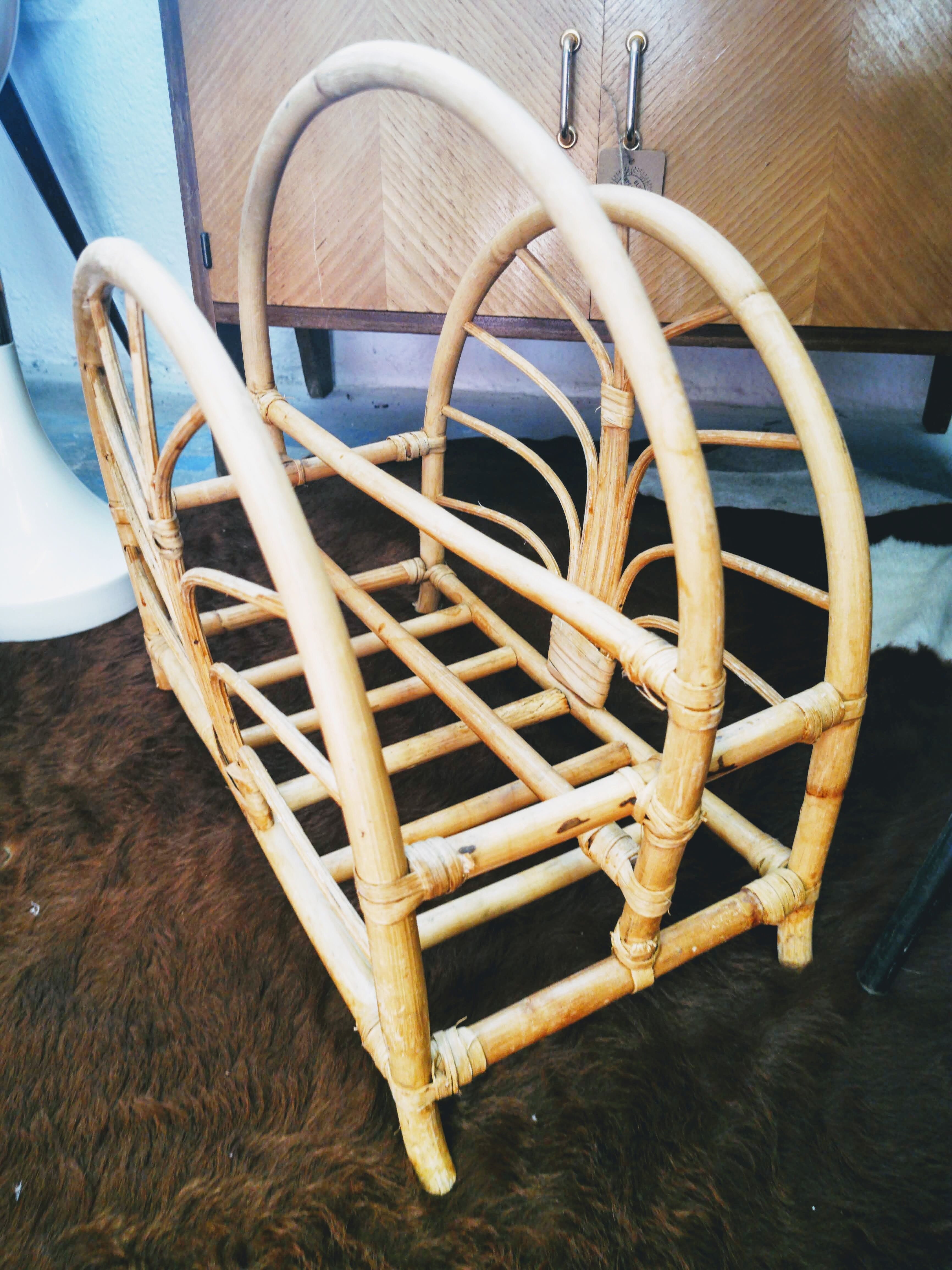 Rattan magazine holder