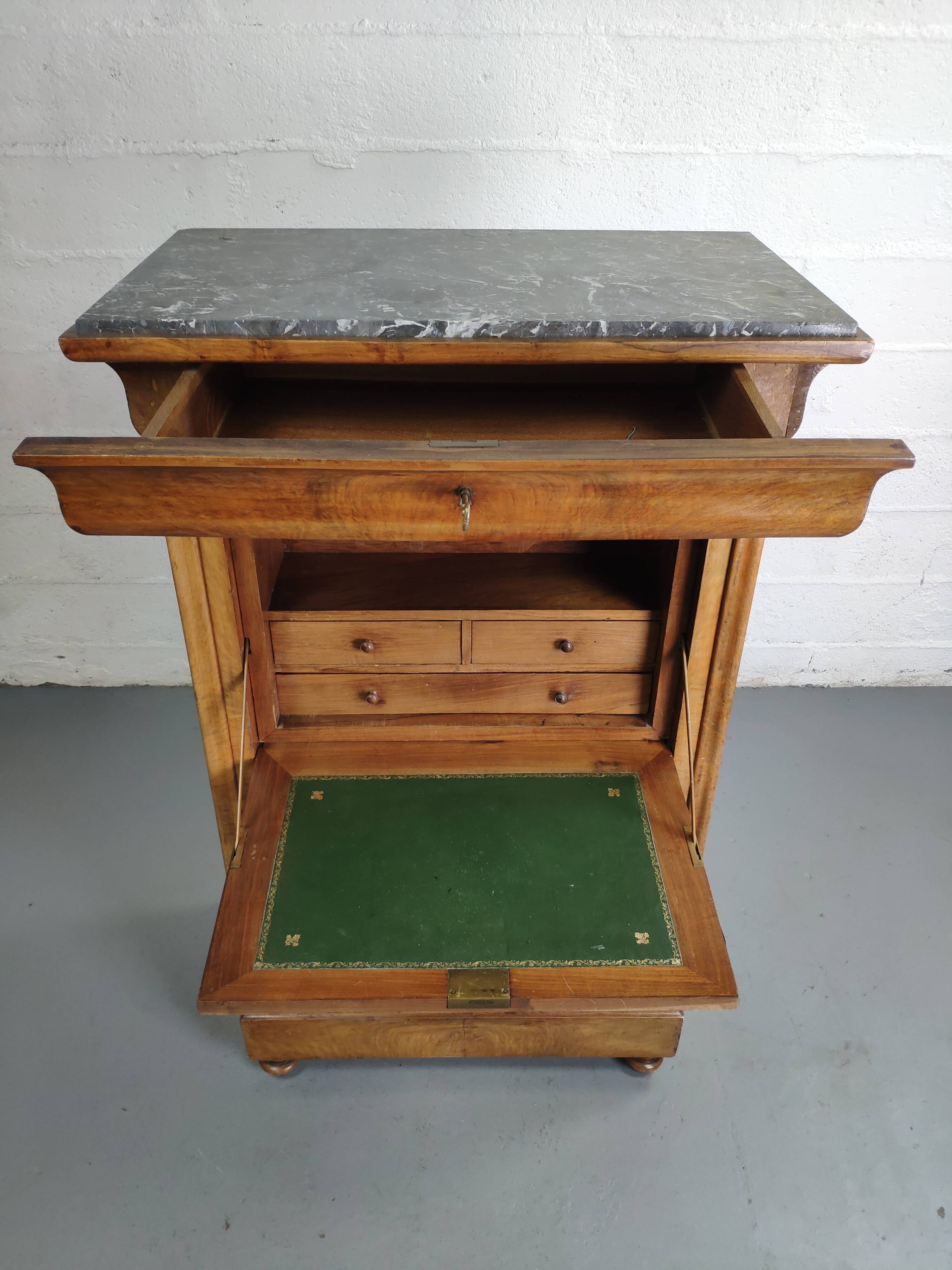 Secretary style Louis Philippe in walnut bramble