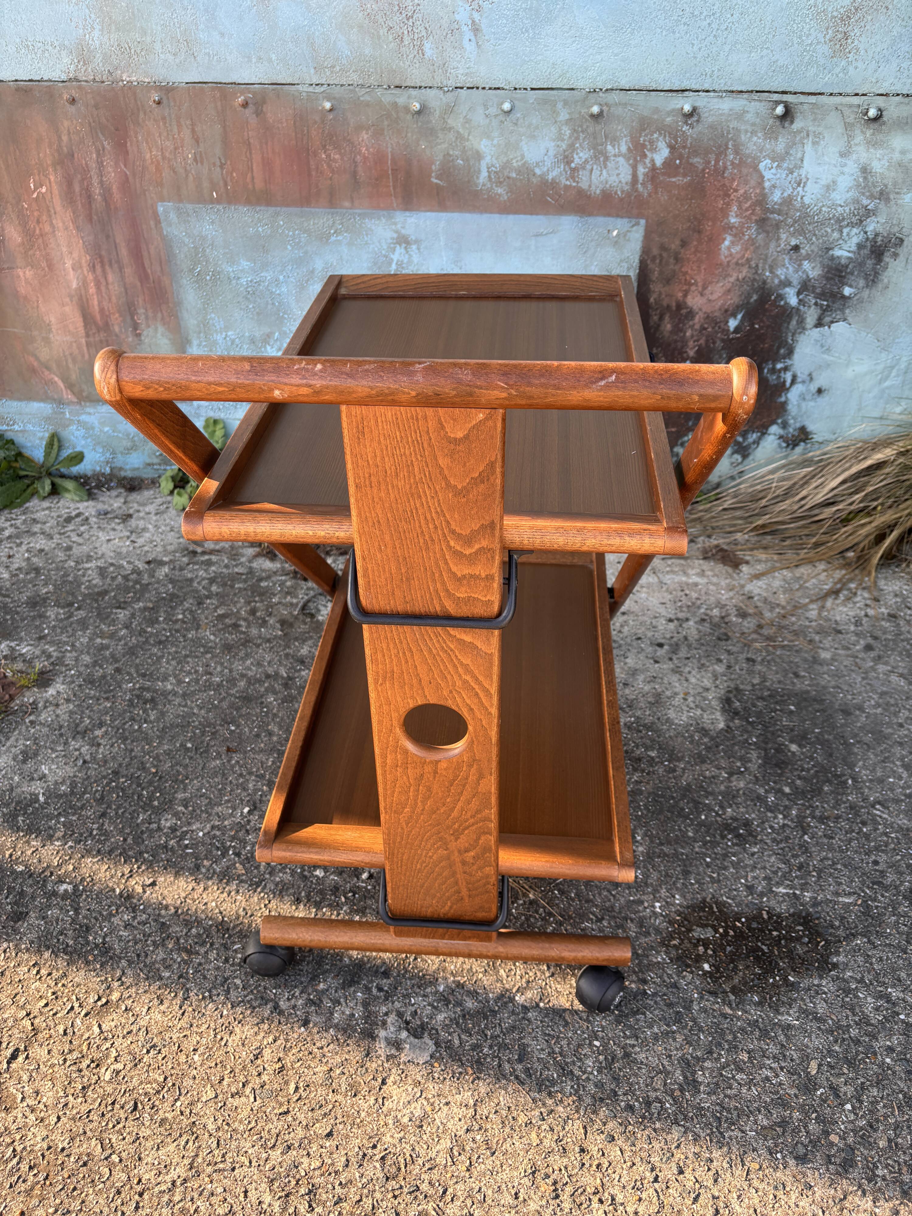 Folding rolling dessert trolley service table