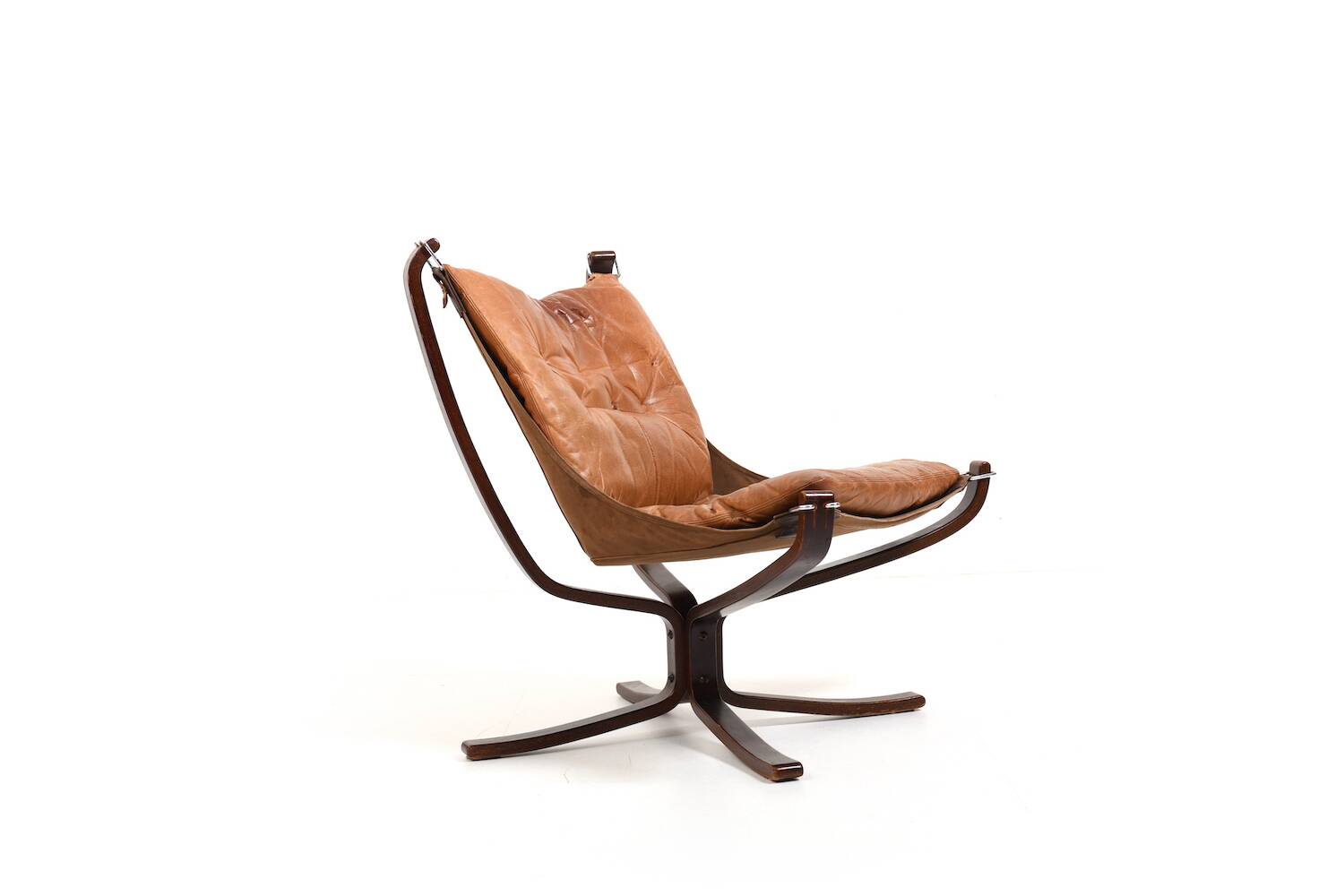 Sigurd Ressell Cognac Leather Falcon Chair 1970s