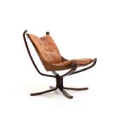 Sigurd Ressell Cognac Leather Falcon Chair 1970s