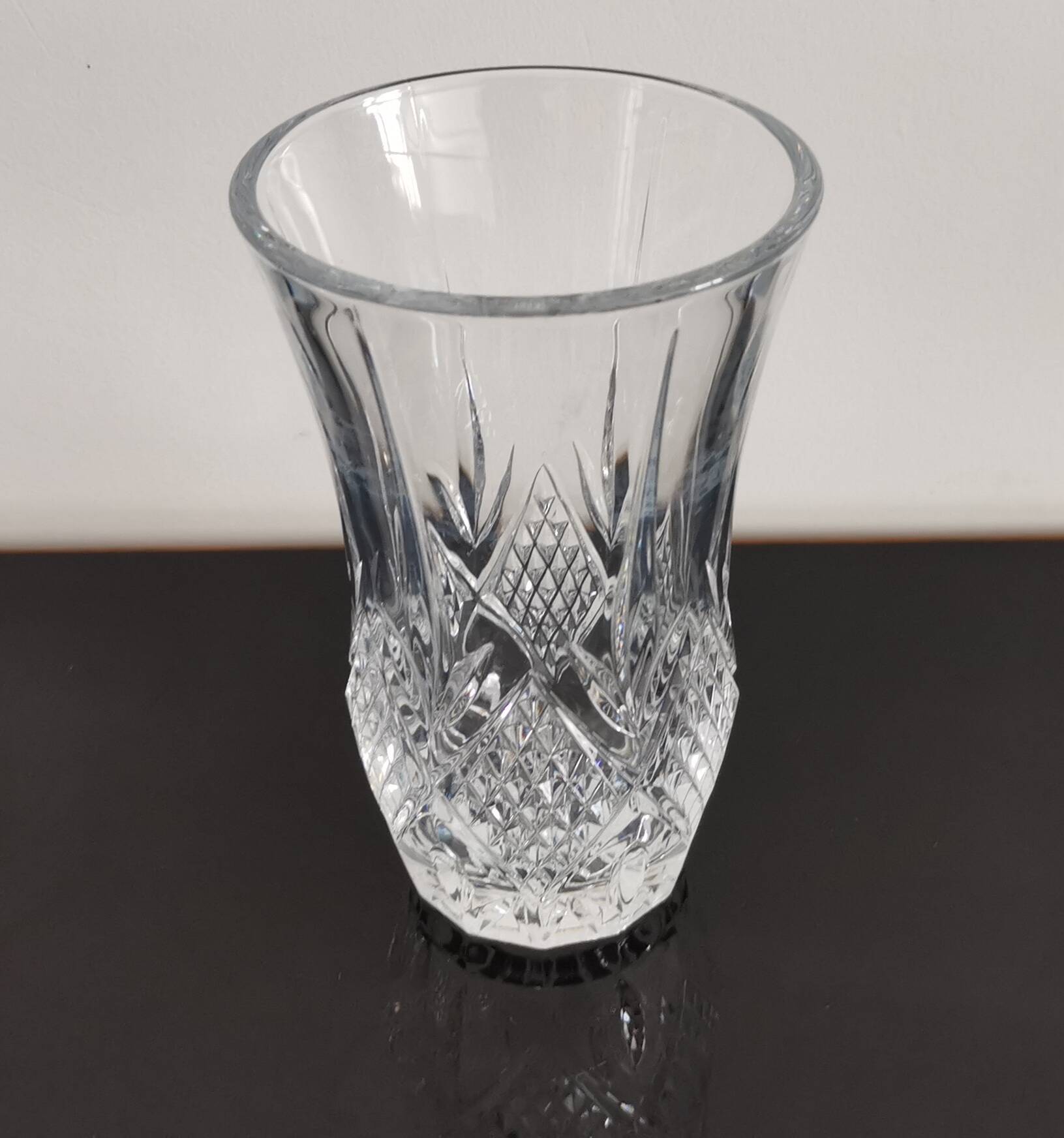 Lorraine cast crystal cylindrical vase with flared neck