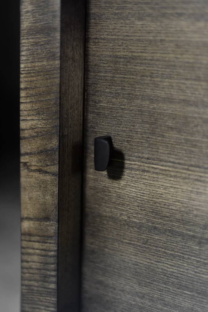 Scandinavian buffet in ash with matte metal handles, Mid-Century Modern style, 1960s.