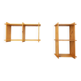 Pair of vintage pine wall shelves, from the 80s