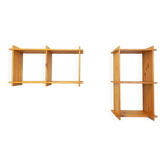 Pair of vintage pine wall shelves, from the 80s