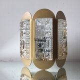 Scandinavian midcentury wall light in crystal and mat gold colored metal