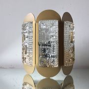 Scandinavian midcentury wall light in crystal and mat gold colored metal