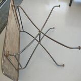 Folding metal and stripped garden table