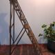 Old wooden stepladder six steps