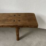 Brutalist bench in solid elm from the 50s
